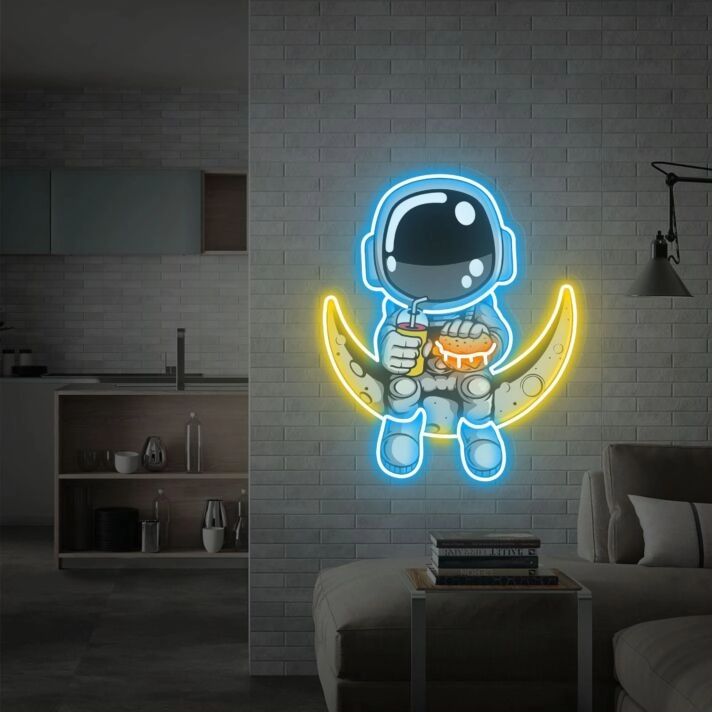 Brighten Up Your Space: Astronaut Hamburger UV Neon Sign for Bars, Bedrooms, and Parties
