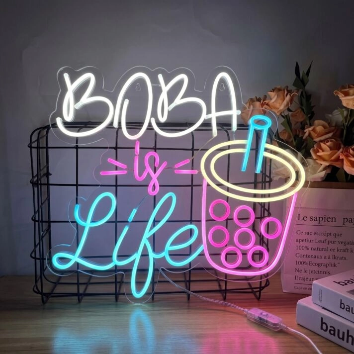 Brighten Up Your Space: Boba Is Life Neon Sign Bubble Tea LED Sign Perfect for Home Decor, Boba Tea Shops, and Celebratory Events.