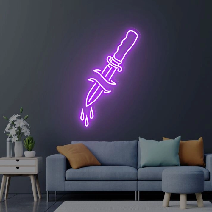 Brighten Up Your Spaces: Dagger Neon Sign Size and Color for Lively Home, Office, Bars, and Wedding Decorations.