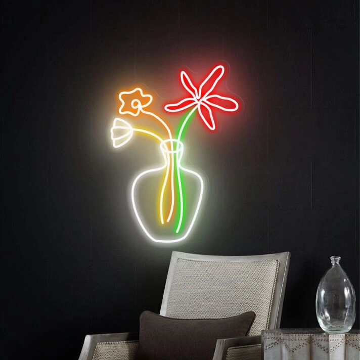 Brighten Your Space: Flower Neon Sign Wall Art for Bedroom, Party, and Wedding Elegance