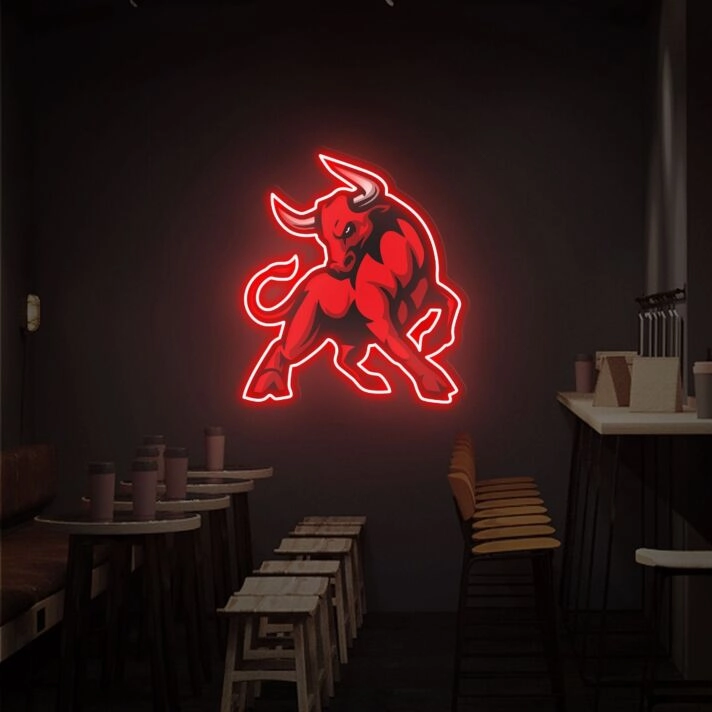 Light Up Your Nights: Red Bull Art Neon Sign for Vibrant Bedroom Glow, Home Decor, and Electrifying Party Ambiance