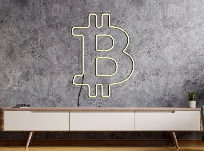 Brighten Up Your Home, Office, or Store with the Vibrant Bitcoin Crypto Neon Sign Bitcoin Light Decor.