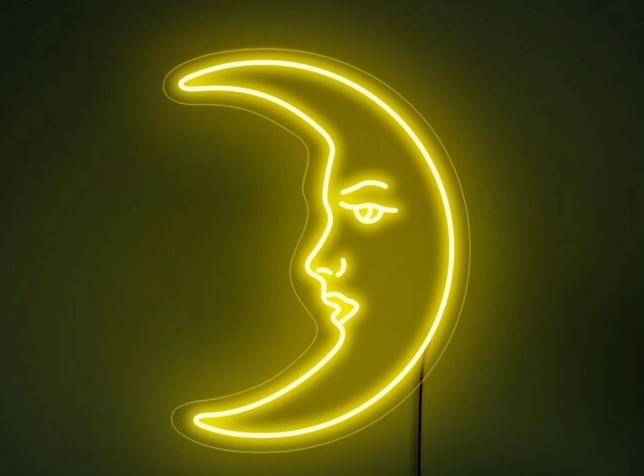 Transform Your Space into a Celestial Oasis with the Moon Face Neon Sign - Perfect for Bedrooms, Bars, Weddings, and More!