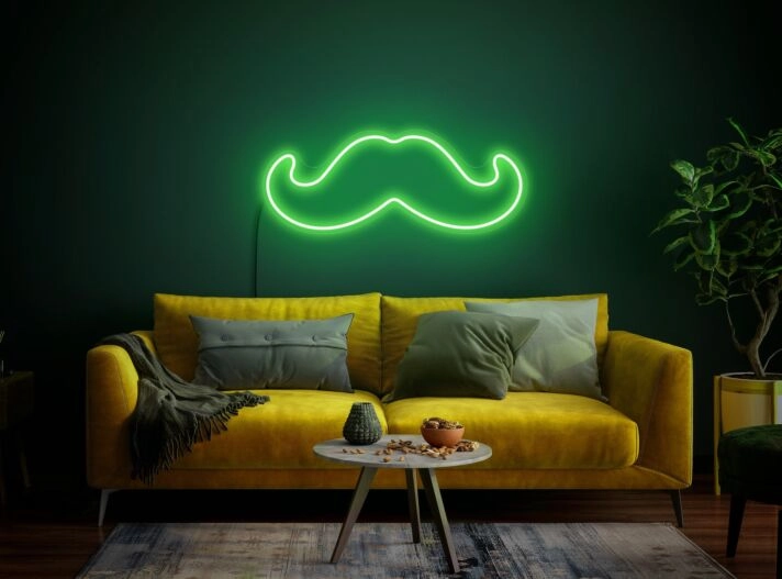 Brighten Your Barber Shop or Add a Whimsical Touch to Weddings and Parties with the Mustache Neon Sign Barbershop Neon Sign Moustache Neon Sign