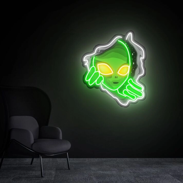 Transform Your Space: Acrylic Board Rip Apart The Starry Sky Alien Led Uv Led Neon Sign - Perfect for Bars, Gaming Rooms, and Sci-Fi Themed Events.