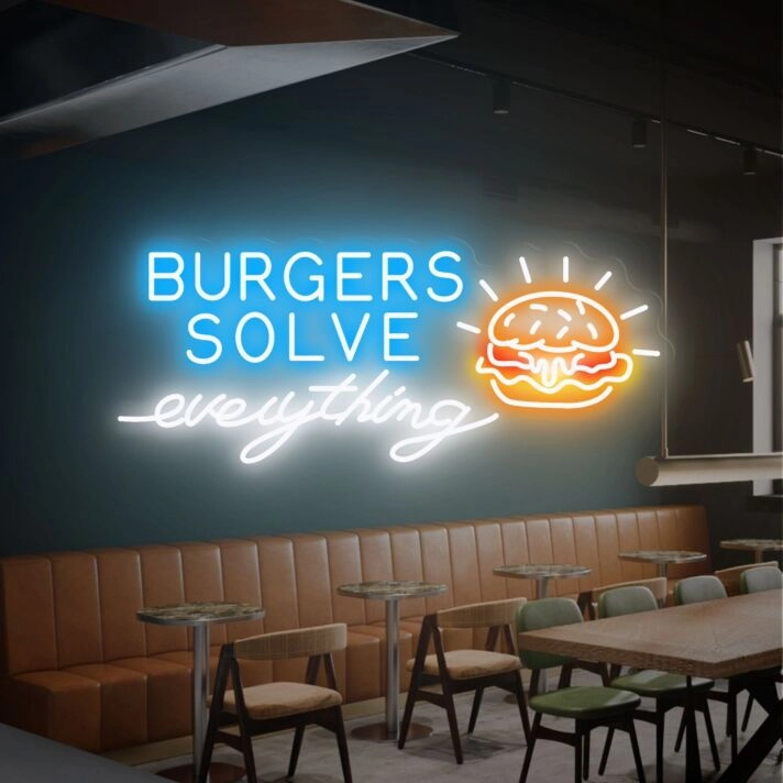 Enhance Your Space: Burger Bakery Decor Sign Led Neon Sign Wall Decor, Perfect for Restaurants, Cafes, and Kitchen Ambiance.