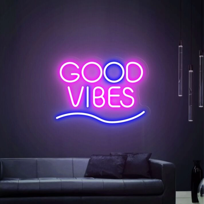 Brighten Your Space: Perfect for Home Decor, Bars, and Weddings - Good Vibes Led Neon Sign For Party Wall Art