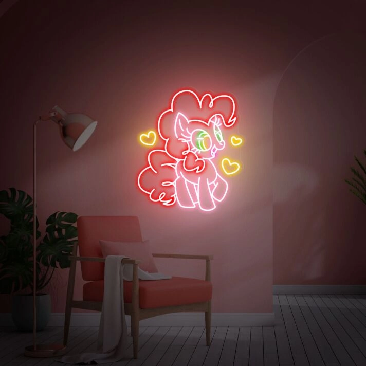 Brighten Your Child's Bedroom or Celebrate with Sparkle: Pinkie Pie Led Neon Sign My Little Pony Room Decor Gift Perfect for Parties and Themed Bedrooms.