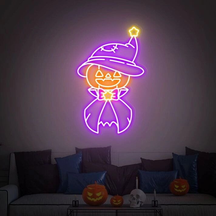 Transform Your Halloween Celebration with Pumpkin Led Neon Sign - Perfect for Home, Office, or Bar Halloween Wall Decor.
