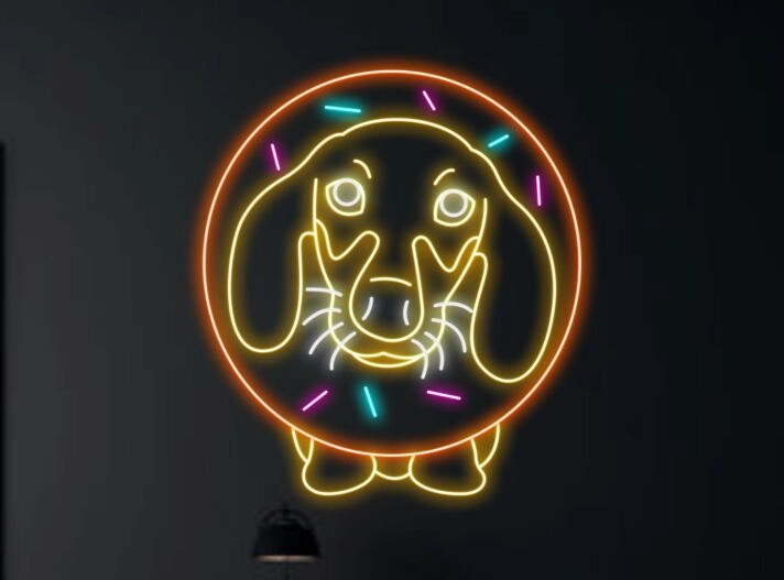 Brighten Up Your Bakery, Home, or Pet-Friendly Cafe with Dachshund Donut Bakery LED Sign Dachshund Neon Light Decor.