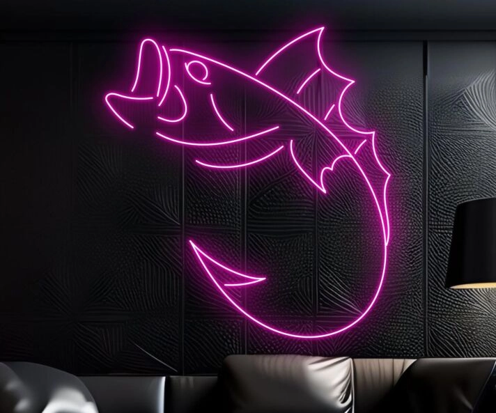 Brighten Your Home, Office, and Events with the Captivating Fishing Led Neon Sign - A Perfect Addition for Sea Animal Lovers and Nautical Themed Decorations.