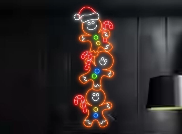 Brighten Your Holiday Festivities and Spaces: Funny Gingerbread Led Neon Sign for Christmas Party, Home, and Office Decor.