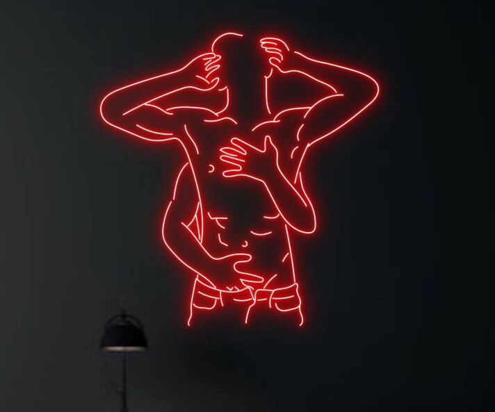 Brighten Your Space: Ideal for Bars, Home Decor, and Pride Celebrations - Gay Couple Making Love Naked Male Led Neon Sign.