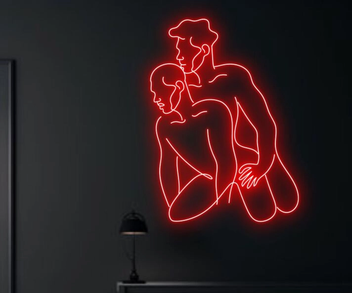 Enhance Your Space: Gay Couple Naked Male Led Neon Sign Perfect for Bars, Gay Clubs, Home Décor, and LGBTQ+ Events