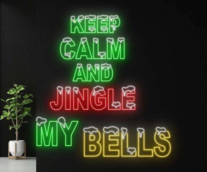 Brighten Your Holiday Festivities and Office Parties with Keep Calm And Jingle My Bells Led Neon Sign Christmas Decor.