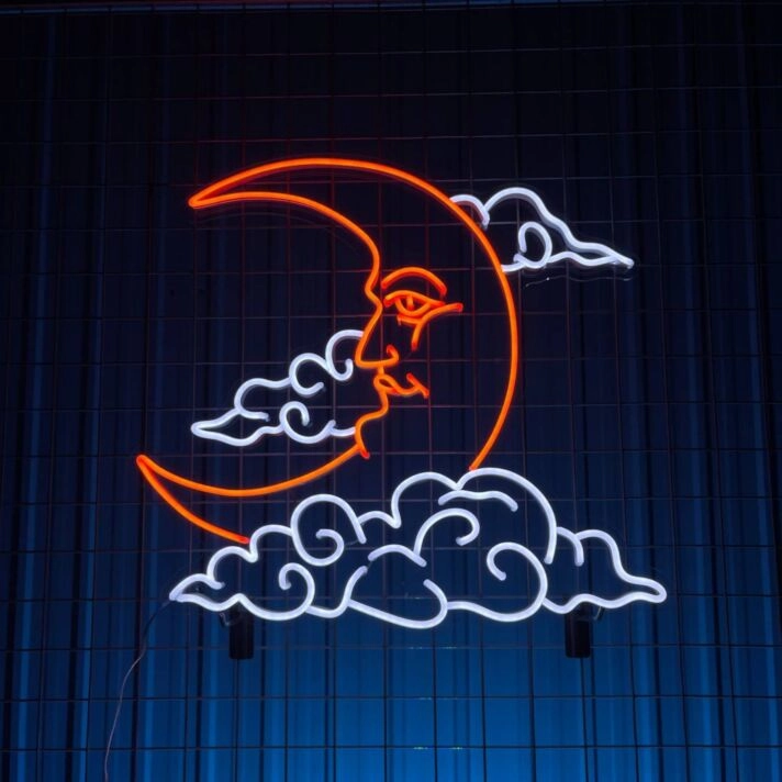 Moon And Clouds Led Neon Sign Moon And Clouds Neon Light Moon Lover Led Sign