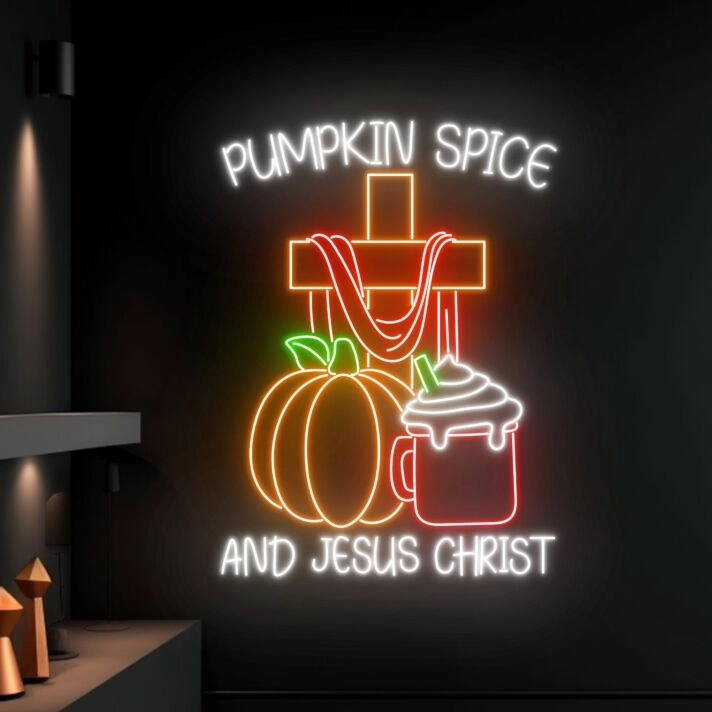 Pumpkin Spice And Jesus Christ Led Neon Sign