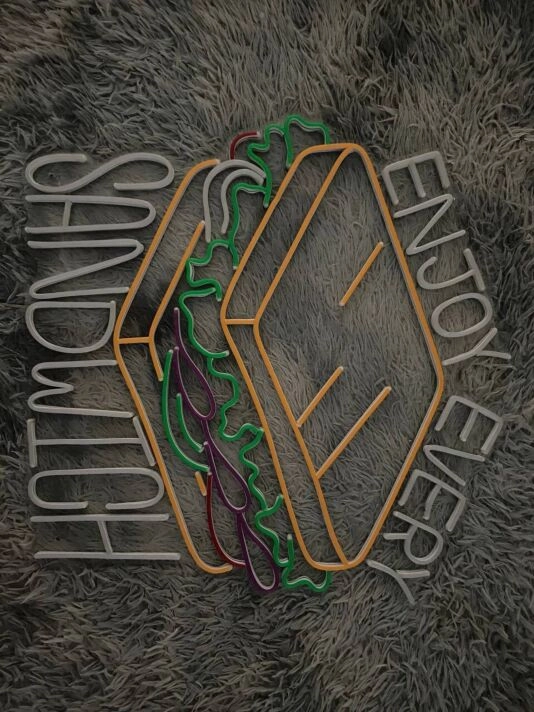 Sandwiches Restaurant Sandwiches Logo Decor Street Food Shop Led Neon Sign