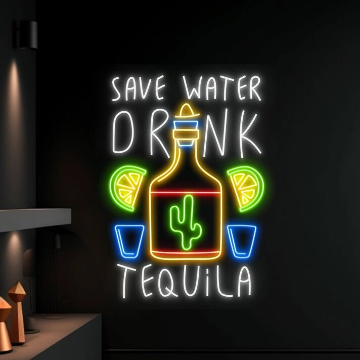 Save Water Drink Tequila Led Neon Sign