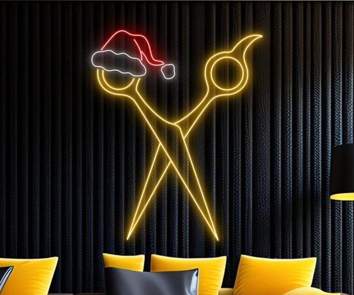 Scissors Comb Neon Led Sign Welcome Salon Logo Decor