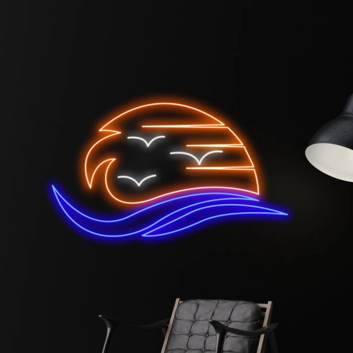 Sunrise Led Neon Sign Sea With The Sun Led Sign Summer Beach Lover Neon Light