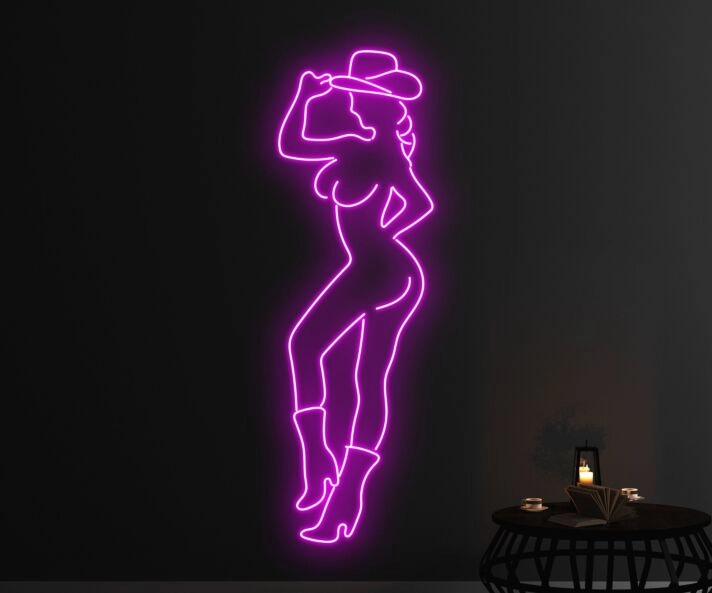 Texas Cowgirl Neon Led Sign Cowgirl Bar Hanging Led Neon Sign Light Bar Decor