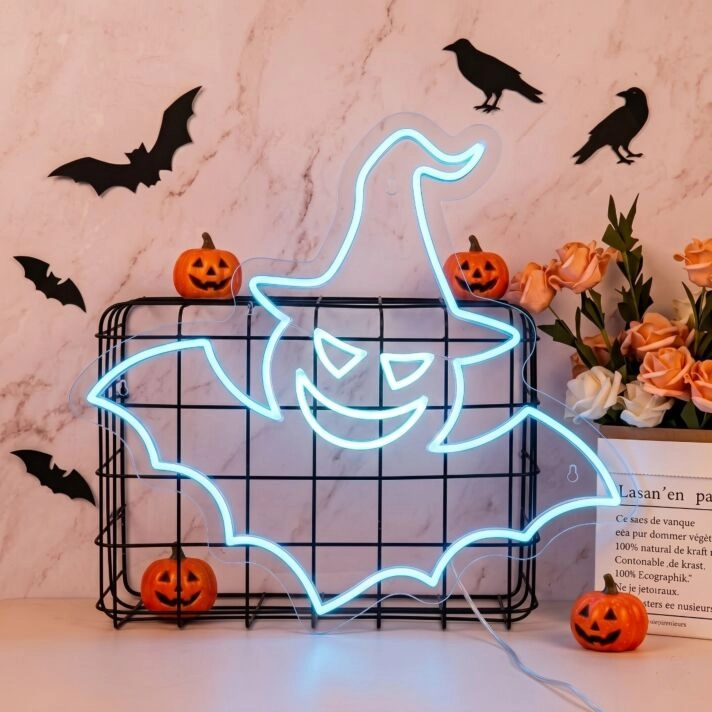 Witch Bat Neon Sign Halloween Light Sign Bat Halloween Party Decor