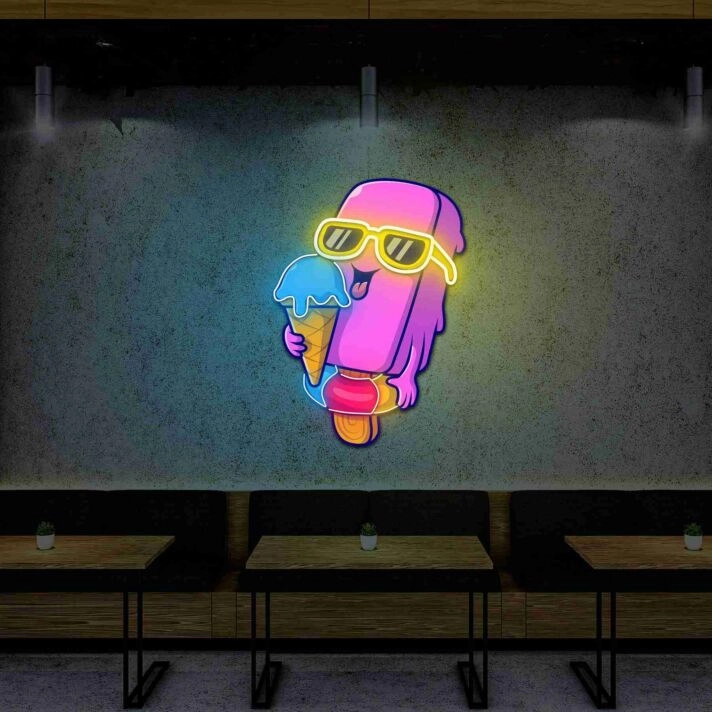 Cool Ice Cream Under Uv Light Neon Artwork Extravaganza