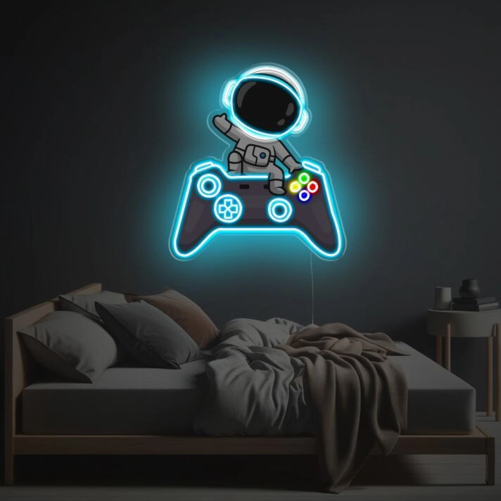 Astronaut With Gamepad LED Neon Acrylic Artwork