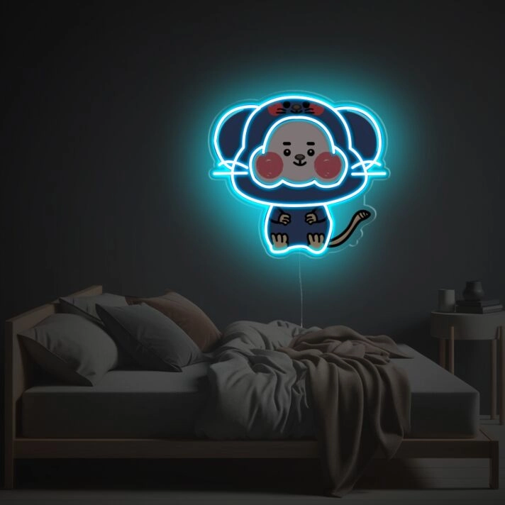 Blue Cheeky Mouse LED Neon Acrylic Artwork