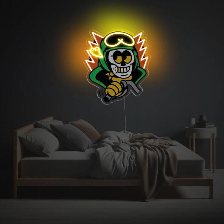 Cool Motorcycle Man LED Neon Acrylic Artwork