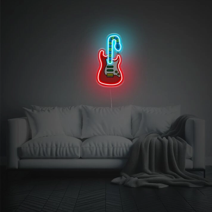 Electric Guitar With Snake LED Neon Acrylic Artwork