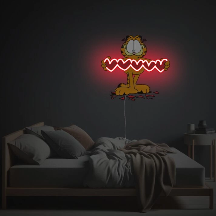 Garfield With Red Heart LED Neon Acrylic Artwork