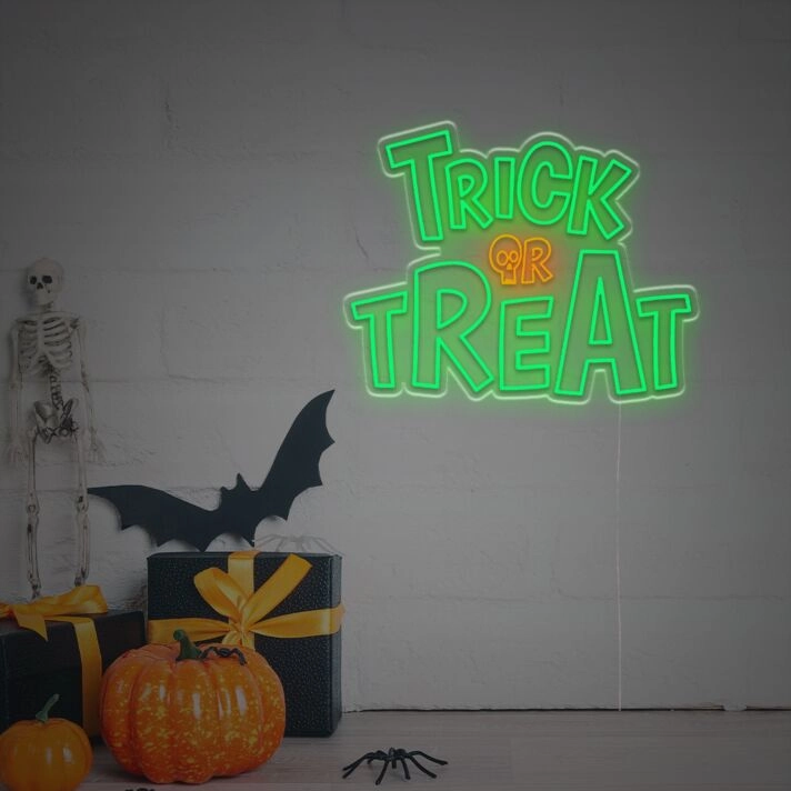 Trick Or Treat With Skull LED Neon Sign