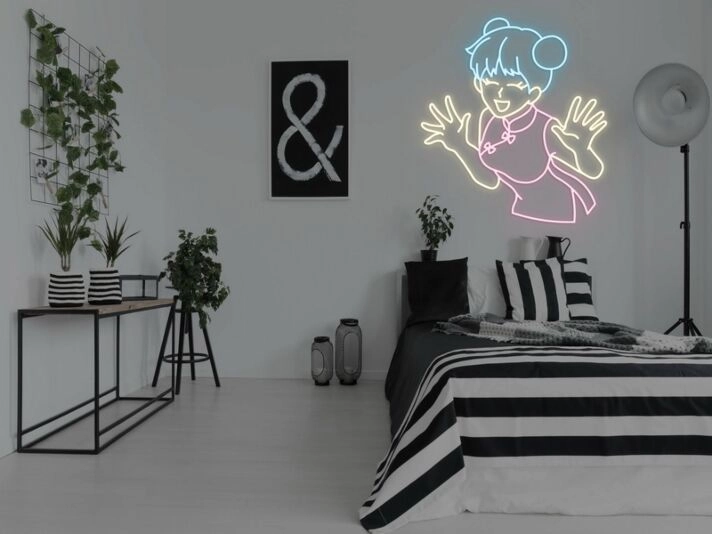 Anime Laughing Girl Neon Sign