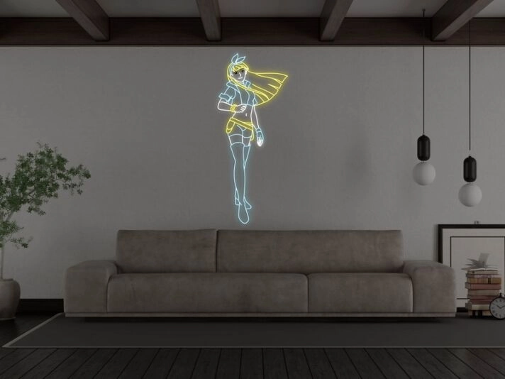 Anime Warrior Girl Neon Sign