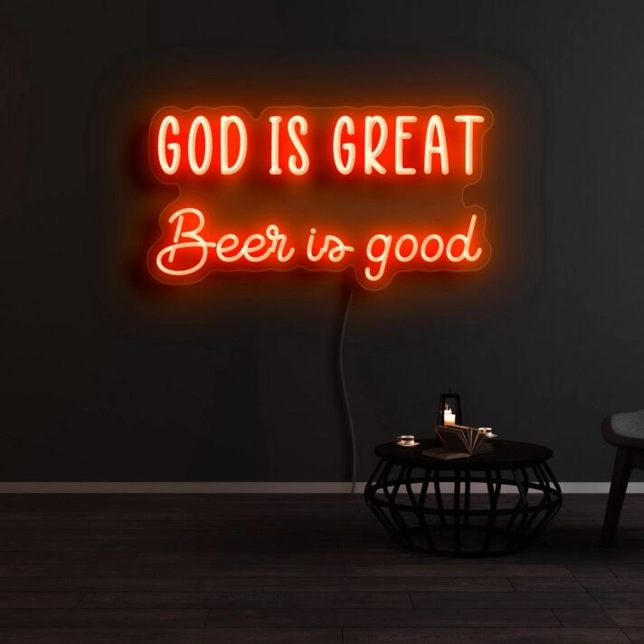 God Is Great Beer Is Good Neon Sign