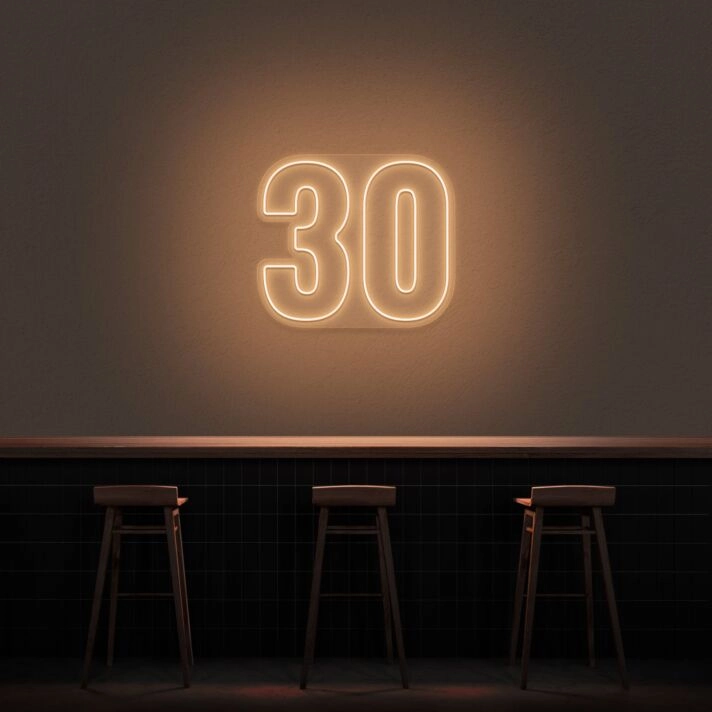 30 Neon Number Neon Sign