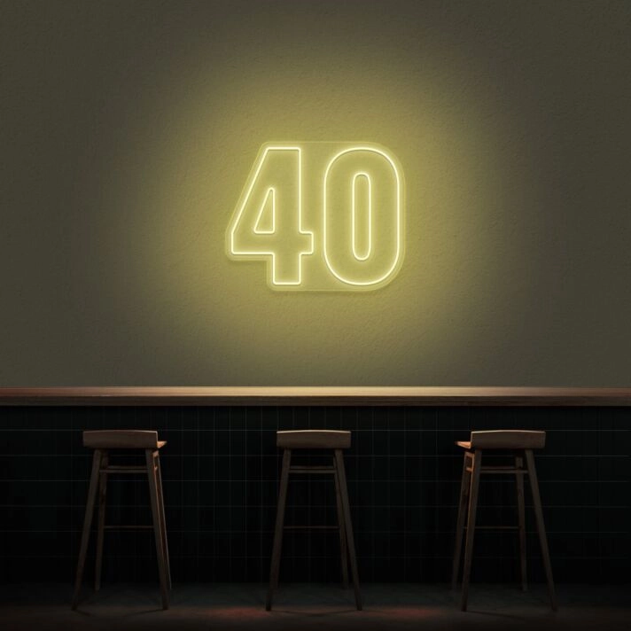 40 Neon Number Neon Sign