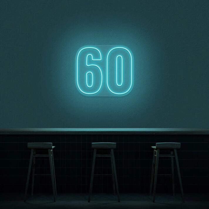 60 Neon Number Neon Sign