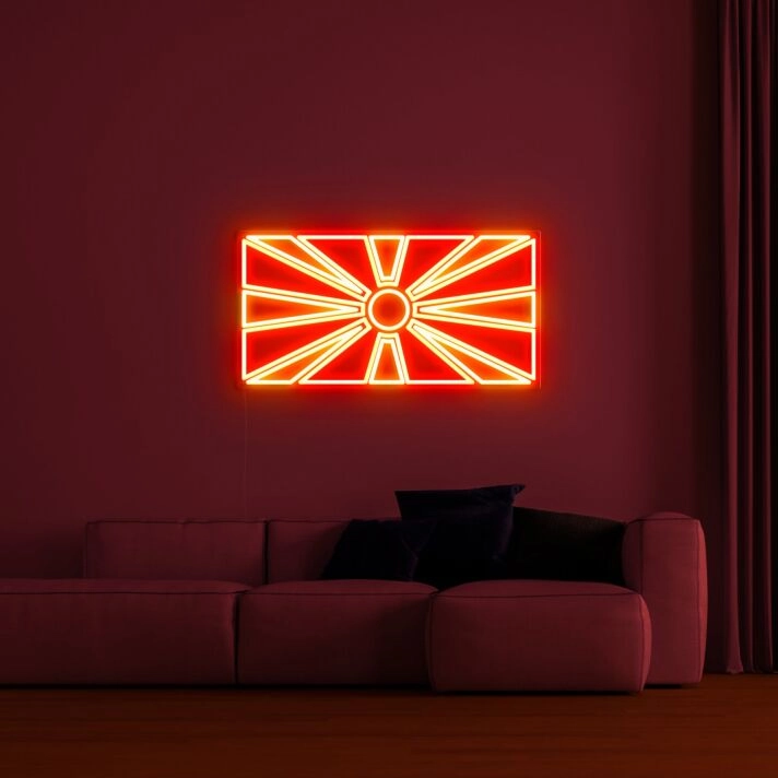 North Macedonia Flag Neon Sign