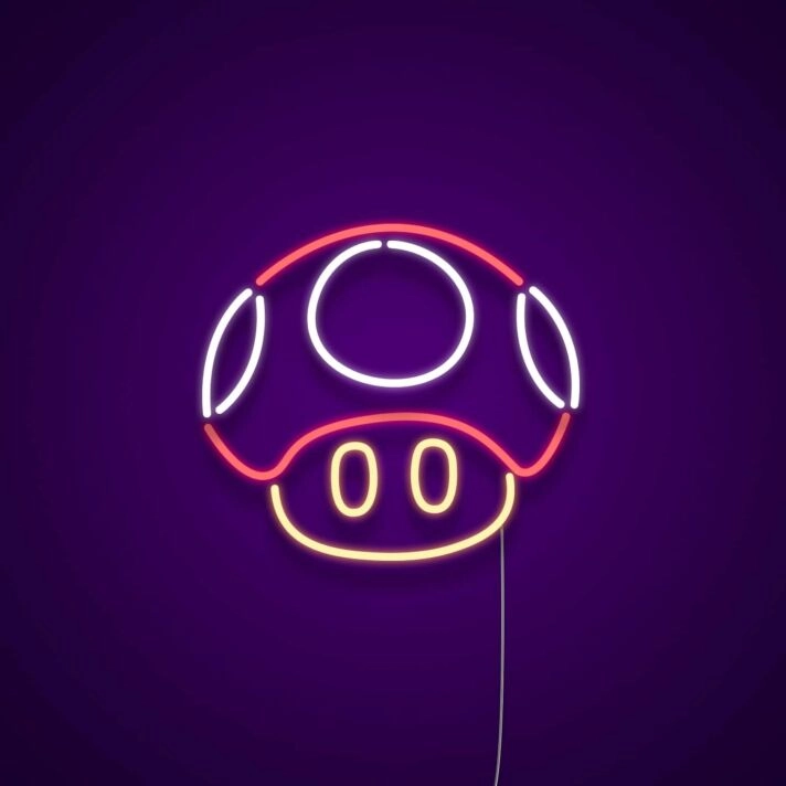 Mario Mushroom Neon Sign