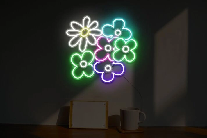 Daisy and Flowers Neon Sign