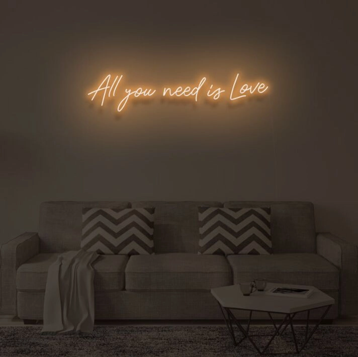 All you need is love" LED neon sign