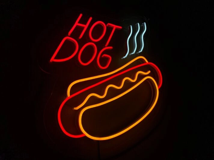 Hot Dog Character Neon Sign