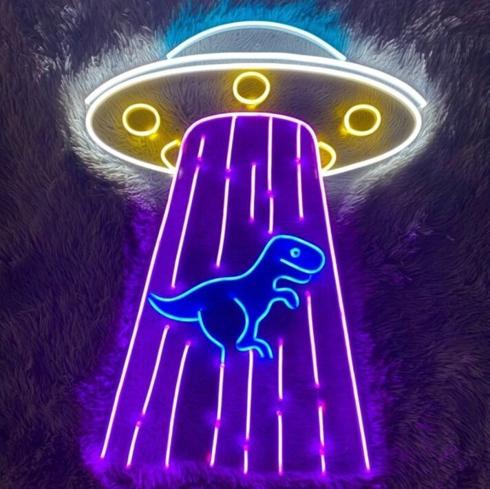 UFO Dinosaur Neon Sign