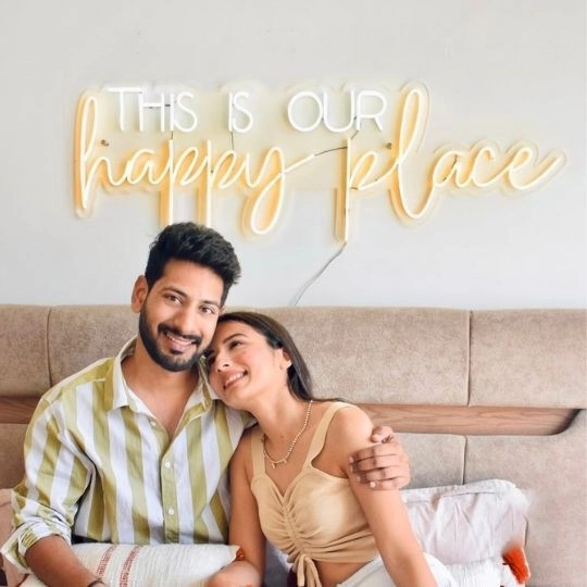 This Is Our Happy Place Two Colors Neon Sign