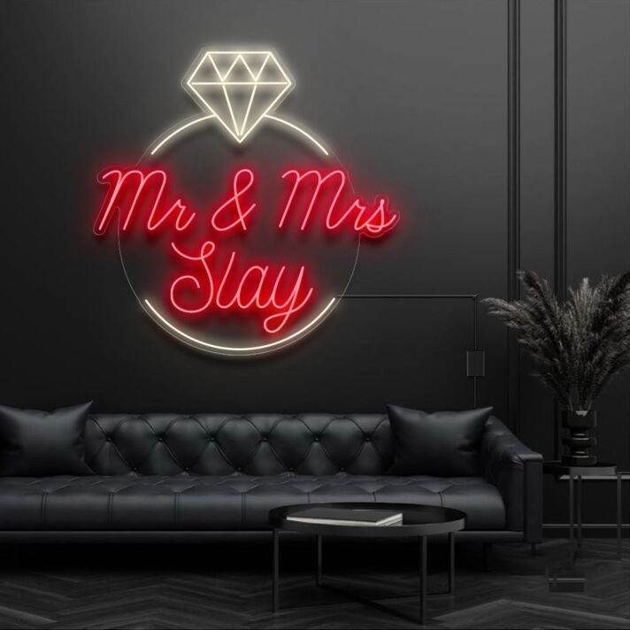 Mr and Mrs Inside Ring Neon Sign