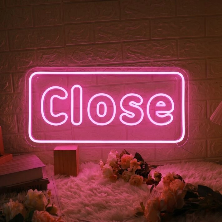Close Neon Sign Pink Neon Light Wall Decor