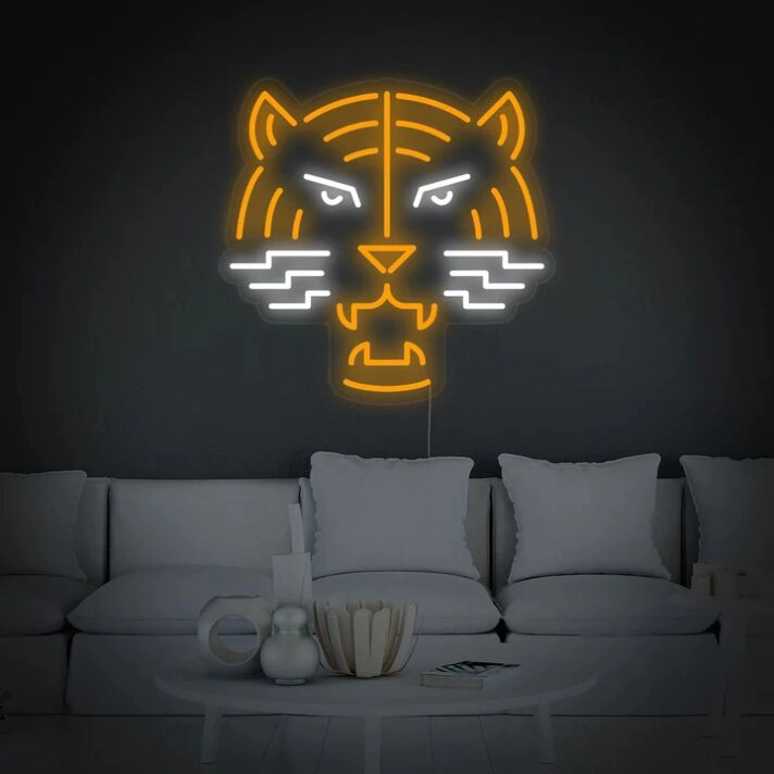 Led Neon Tiger Wall Decor Orange And White Neon Sign